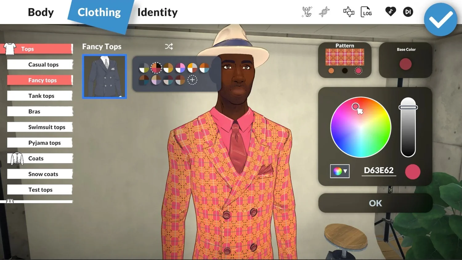 Official Paralives Paramaker screenshot showing color and pattern customization